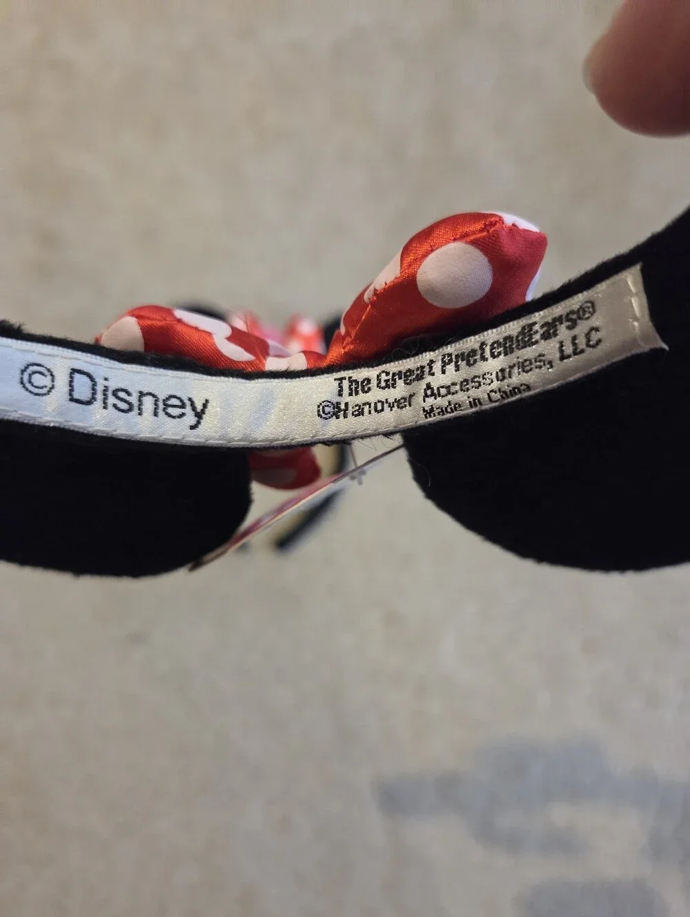 Disney Minnie Mouse Black Ear Headband with Red Polka Dot Bow